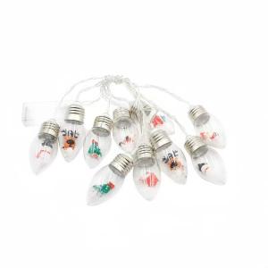 6/10 LED Christmas Snowball Clear Bulb String Light with Christmas Santa Claus Snowman Tree Gift Mix Battery Powered Light
