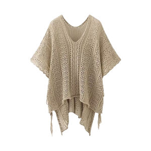 🦋 VEVE Women Casual Hollow Short Sleeve Top Summer Beach Cover-up
