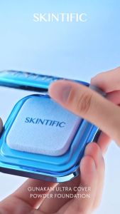 SKINTIFIC Bedak Padat Alami Coverage Tinggi & Matte Finish - Warna Kulit 00 Porcelain