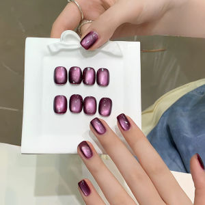 ยาทาเล็บเจลแม่เหล็กตาแมวสีม่วงน้ำ 10 มล. 1-6 ชิ้น อุปกรณ์ทำเล็บ สีม่วงฤดูใบไม้ร่วง สีดำตาแมว กาวติดเล็บ
