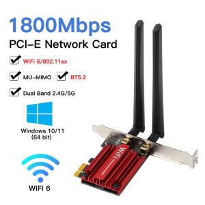 1800Mbps Wifi 6 MT7921 PCI Express Wireless Adapter Bluetooth 5.2 Dual Band 802.11AX/AC Wi-fi Network Card Windows 10 11