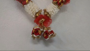 20 Inch Artificial Flower Garland with Ribbon Mala for God Idols & Photo Frames | Pooja Diwali & Hindu Festivals | Pack of 1