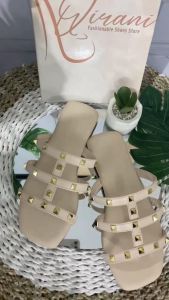 Sendal Wanita Teplek Tali Ellia Kekinian Sandal Flat Bahan Kulit Sintetis Lembut Non Slip Terbaru
