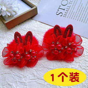 Mũ Giả Màu Đỏ Hoa Tai Thỏ Giỏ Bông Ngọc Trai Dây Buộc Tóc Phụ Kiện Tóc Giáng Sinh Trung Thu Trang Trí Tóc Cho Bé Gái