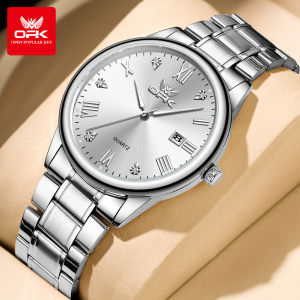 OPK Mens Watch Original 100% Authentic New Waterproof Simple Calendar Quartz Luminous Stainless Steel Casual Mens Watch