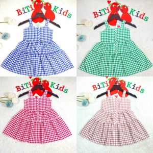 Đầm bé gáiváy trẻ em BITIKIDS họa tiết caro size 0 đến 8 tuổi.