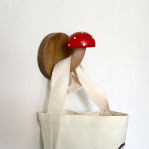 Rustic Country Style Wooden Mushroom Hook Wall Decor No Drilling Required for Coats And Hats Jewelry Display Home Decor