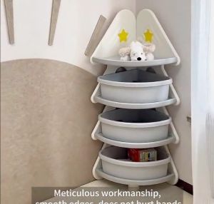 SG Stock SmartSpace Kids Corner Bookshelf - Eco-Friendly PVC Wall-Mount Storage with Smooth Surface
