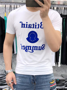 เสื้อยืดแขนสั้นผ้าคอตตอนเนื้อนุ่มสำหรับผู้ชาย ทรงสลิมฟิต คอกลม แฟชั่นฤดูร้อน 2023 เสื้อยืดผู้ชายแขนสั้นทรงสลิมฟิต