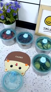 Bát/Tô dáng tròn đựng bảo quản thực phẩm Inox 304 có nắp đậy tiện dụng 10x6.5cm