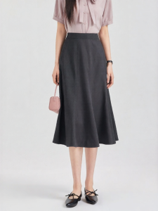 Gray Mid-Length Skirt