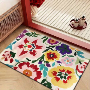 Thảm Chùi Chân Bằng Vải Nỉ In Hoa Phong Cách Boho Chống Trượt Hoa Đầy Màu Sắc Sống Động Thảm Lối Vào Trong Nhà Cho Phòng Tắm Gia Đình Thảm Trải Sàn Trang Trí