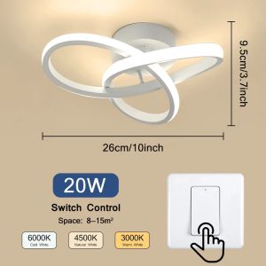 White Modern Household Led Ceiling Light Semi Flush Mount Ceiling Lamps for Bedroom Foyer Study Corridor Indoor Light Fixture