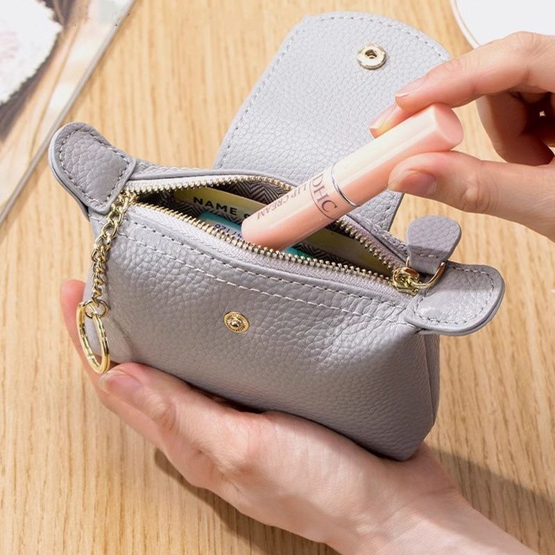 Leather Ladies Coin Purse Mini Key Lipstick Storage Handbag Large Capacity Casual Style Small Size Soft Surface Daily Use