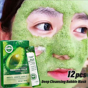 Dorisna 12Pcs Deep Cleansing Bubble Mask Blackhead Removal Avocado Foam Mask Shrink Pore Skin Care Face Mud