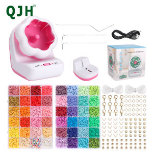 Clay Bead Spinner Fast Electric Bead Spinner Kit - 48 Colors Flat Clay Beads-Jewelry Making DIY Waist BeadsBraceletsNecklace