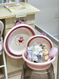 Kawaii Crayon Shinchan Foldable Plastic Basin Thickened Durable Laundry Wash Basin for Student Dormitory Face Washing