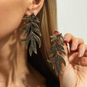 IngeSight.Z Trendy Luxury Rhinestone Leaf Drop Earring 2026 New Elegant Women Jewelry Charm Prom Party Accessory Female Gift