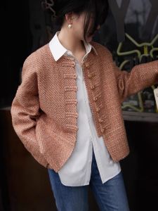 New Chinese Style Embroidered Coat Thick Tweed Spring Autumn Womens Short Fashionable Outfit High-End Feelings Street Style