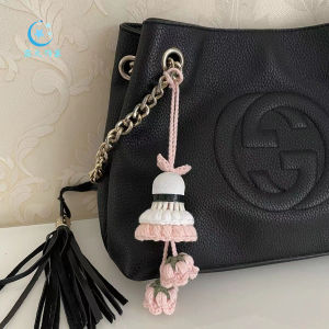 จี้ดอกมะลิถักด้วยมือชุดวัสดุ DIY พร้อมเข็มถักและเส้นด้ายสําหรับพวงกุญแจของขวัญโฮมเมดสําหรับแฟนและเพื่อนที่ดีที่สุด