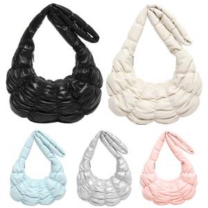 【Fast delivery】 Womens Cross Body Bag with Cloud Pattern and Ruched Crescent Shape Made of Soft PU Leather for Comfortable Carrying