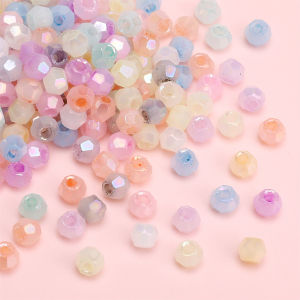 ลูกปัดแก้วทรงกลมขนาดเล็ก 4 มม. ปลายแหลมคู่ ลูกปัดสีเมฆ ลูกปัดตกแต่งแบบเสรี อุปกรณ์ทำเครื่องประดับ DIY โซ่โทรศัพท์มือถือ เครื่องประดับสร้อยคอ