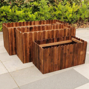 FEIZHUXIANSEN | Carbonized Anticorrosive Wooden Rectangular Planter Box