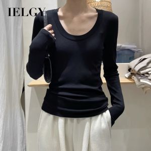 IELGY womens all match casual round neck inner long sleeve top for autumn