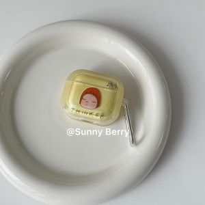 Japanese Style Popular Cartoon Girl with Orange Hair Bluetooth Earphone Case Protective Cover Soft Shell  Airpods Pro/4/3