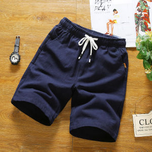 Mens Casual Cotton Linen Seven-Foot-Length Pants Trendy Harajuku Style Loose Fit Summer Season mid Waist Youth Fashion