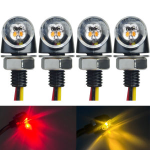 8mm Mini Motorcycle LED Turn Signal Light DRL Aluminium Indicator Front Rear Light Tail Brake Lamp For Cafe Racer Bobber Chopper