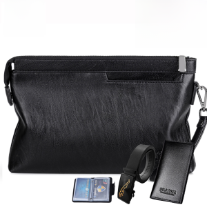 Mens Casual Soft Leather Handbag Large Capacity Clutch Bag Envelope Style Business Fashion Trendy Handheld Bag for Youth
