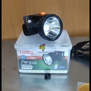 Senter Kepala Luby 7 Watt L-2871: Nyala LED Putih & Kuning Headlamp Waterproof Charger Super Terang