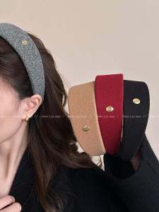 Fashionable Wide Edge Woolen Hairband Womens 2025 New Style Daily Outdoor Wear Hair Clip Elegant Sense Headband Hair Accessory