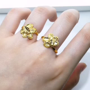 Cincin Ketum Daun Emas 916 Saiz 20 20.5 Yon Hing