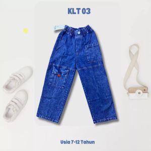 Celana Jeans Anak Kulot kargo anak perempuan Usia 7-12 Tahun Korean Style