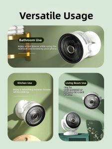 Ultra-Light Portable Air Circulation Fan Kitchen Bathroom Bedroom Wall-Mounted Desktop Use Small Size Quiet Operation 4 Speeds