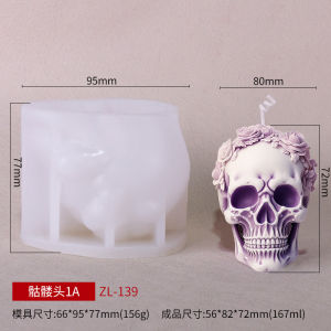 3D Flower Skull Silicone Candle Molds Halloween Skull Decoration Crafts Plaster Resin Cement Mold DIY Hand Soap Making Tool