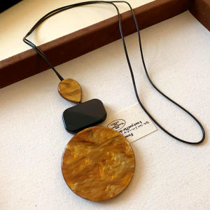 Bohemian Vintage Smuding Geometric Pendant Necklaces for Women Long Leather Rope Sweater Chain Trendy Party Accessories K1