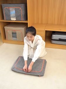 【2PCS/1PCS】Ainossi Oversized cotton linen fabric storage box Clothes wardrobe storage Foldable sorting box Moving quilt storage bag