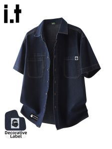 FINGERCROXX | Mens Loose Casual Denim Short Sleeve Shirt
