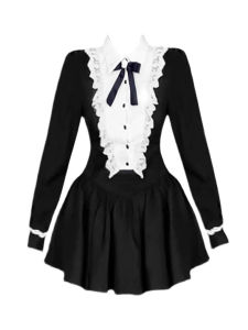 Halloween Lace Rich Girl Set Waist-Cinched Puffy Skirt Vintage Birthday Princess Dress Long Sleeve Turn-down Collar Autumn Fashion