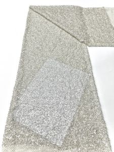 OLEVO | Luxury Sequins African Lace Fabric with French Embroidery Heavy Beaded High-Quality Material for Bridal Wedding Occasions Sewing