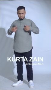 KHOIRUMMAH Koko Kurta Zain - Koko Pria Dewasa - Kurta kasual Lengan Panjang - Sage