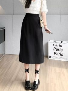 High Waist A-Line Mini Skirt Womens Suiting Spring Autumn Fashion Split Zipper Style Korean Version Midi Skirt
