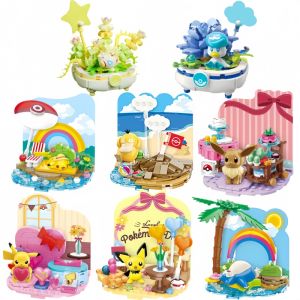 Keeppley | Pokemon Building Blocks Toys Pikachu Psyduck Snorlax Eevee Togepi Cartoon Assemble Model Anime Figure Children Birthday Gifts