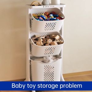 Goody Toy Snack Multifunctional Organizer Moving Bathroom Rack Kitchen Storage Shelf Laundry Basket
