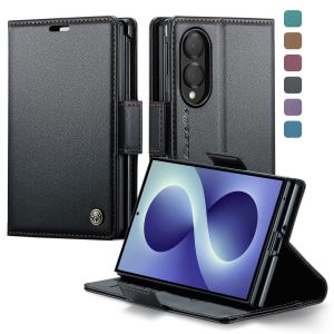 for Samsung Galaxy Z Fold 8 Ultra Fold 8 Fold 7 Fold 6 Wallet Case with RFID Blocking Case Wallet for Women Men Card Holder Magnetic Clasp Kickstand Leather Book Folio Case Black