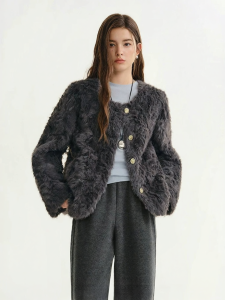DUSHU | Big Size Retro Chic Faux Fur Coat Slim Fit