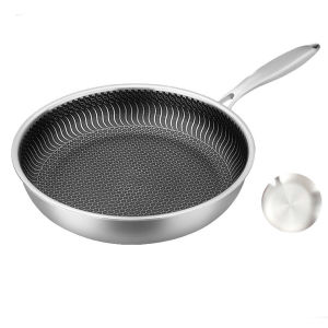 28cm Frying Pan Wok 316 Stainless Steel Steak Skillet Saucepan Induction Gas Stove Universal Kitchen Cookware Non-stick Cook Pot